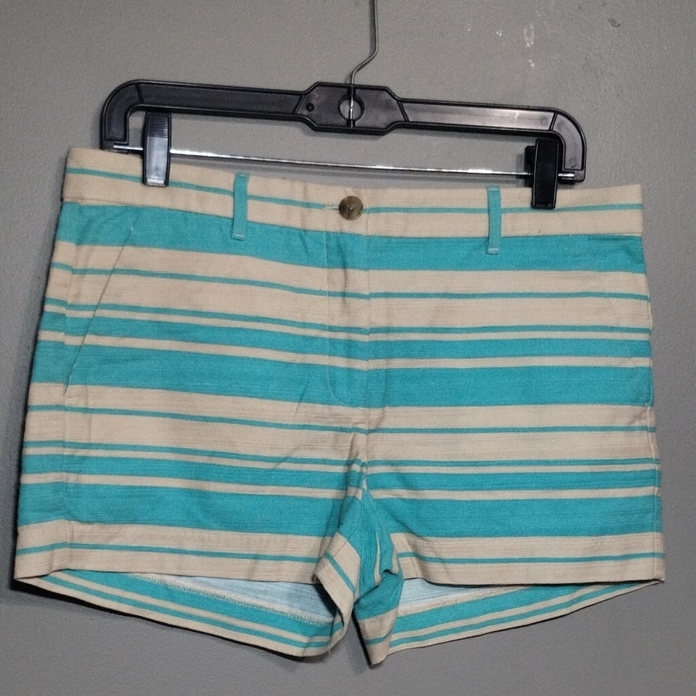 Gap Striped Teal and Cream Women's Shorts